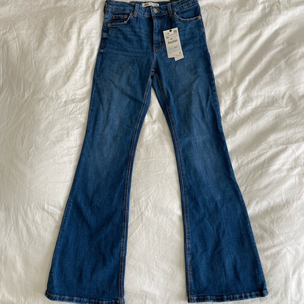 Zara NWT High Waist Skinny Flare Jeans Size 38/US6
